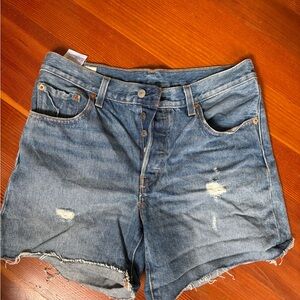Levi's Blue Distressed Jean Shorts